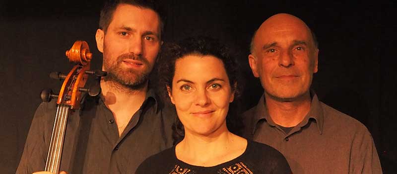 Lesung mit Musik 18. Mai 2017, : v. l. Miran Zrimsek, Franziska Mencz und Michael Rettig